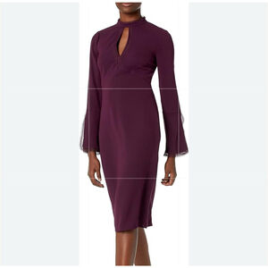Shoshanna Business Professional Burgundy Keyhole Dress